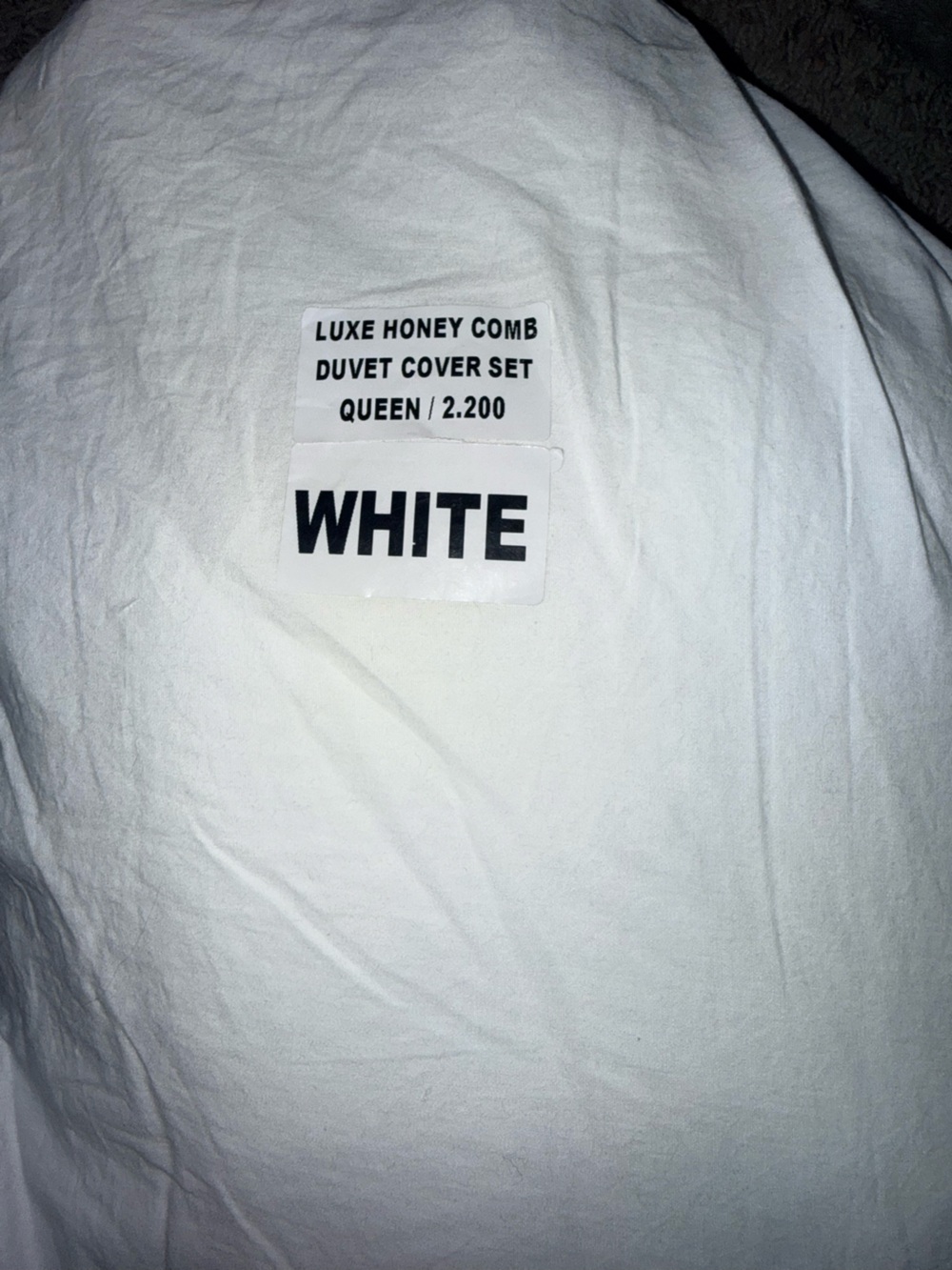 Quince White Luxe Honey Comb Queen Duvet Cover Set